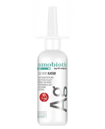 Nanobiotic Med+ Silver Katar Spray, 30 ml - Oczyszcza, regeneruje i chroni błony śluzowe oraz ułatwia oddychanie