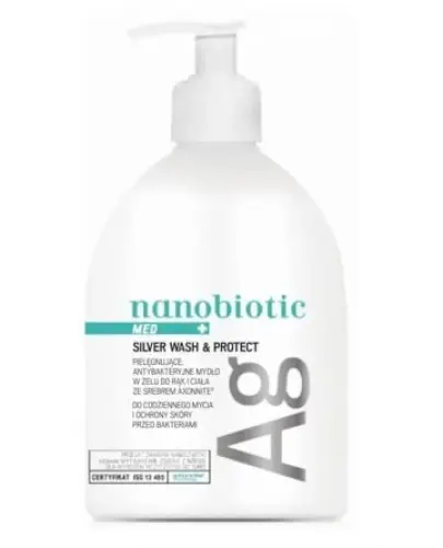 Nanobiotic Med+ Silver Wash & Protect, ochronne mydło w żelu, 500 ml - Mydło do rąk i ciała ze srebrem aXonnite®