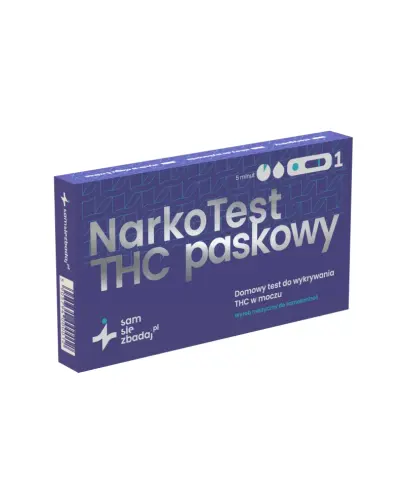 Narko Test THC paskowy domowy test do wykrywania THC w moczu, 1 sztuka - Wygodna metoda uzyskania wyniku w zaledwie kilka minut