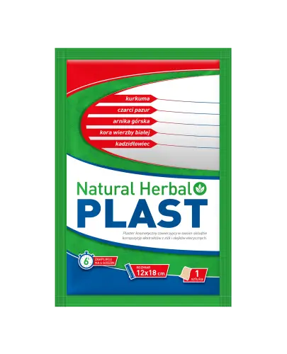 Natural Herbal Plast Plaster ziołowy 12 cm x 18 cm, 1 sztuka - Kompozycja ekstraktów z ziół i olejków eterycznych