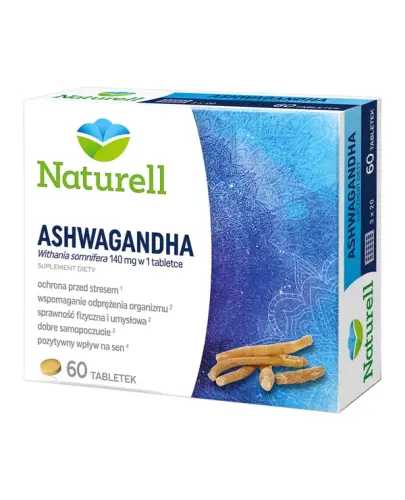 Naturell Ashwagandha, 60 tabletek - Suplement diety z ekstraktem z liści i korzenia Ashwagandhy