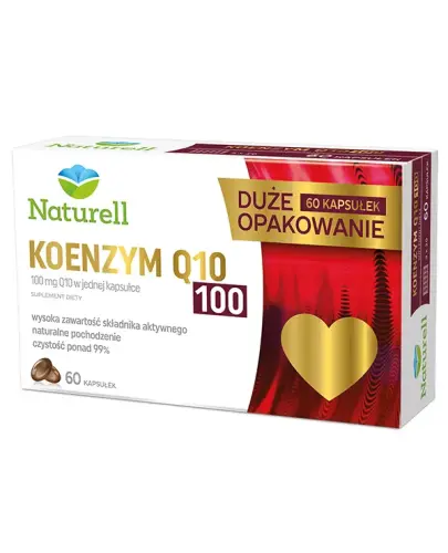 Naturell Koenzym Q10 100, 60 kapsułek - Dla osób po 35. roku życia, u których obniża się naturalna synteza koenzymu Q10