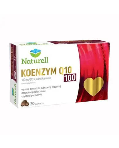 Naturell Koenzym Q10 100, 30 kapsułek - Dla osób po 35. roku życia, u których obniża się naturalna synteza koenzymu Q10