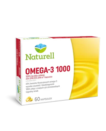 Naturell Omega 3 1000, 60 kapsułek - Uzupełnia w diecie kwasy Omega-3, wspomaga  funkcjonowanie serca i mózgu