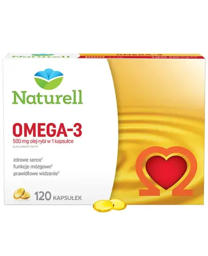 Naturell Omega 3, 120 kapsułek - Uzupełnia dietę w kwasy tłuszczowe Omega-3, wspomaga funkcjonowanie serca i mózgu.