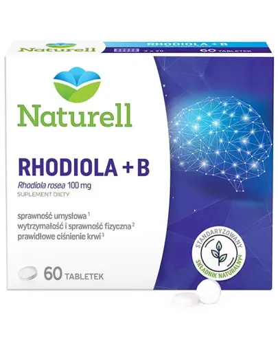 Naturell Rhodiola + B, 60 tabletek - Preparat z różeńcem górskim, wspomaga sprawność fizyczną i umysłową