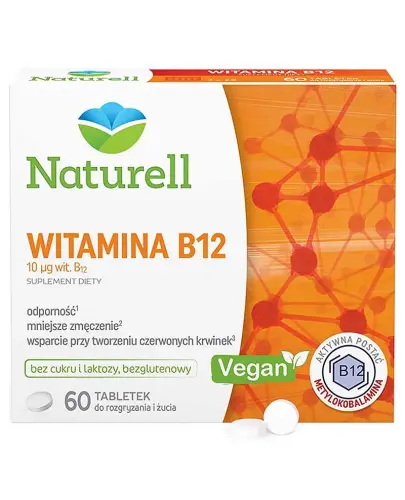 Naturell Witamina B12, 60 tabletek do rozgryzania i żucia  - Z witaminą B12 w formie metylokobalaminy