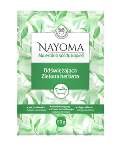 Nayoma Mineralna sól do kąpieli Zielona herbata, 80 g - Połączenie soli kłodawskiej z naturalnymi olejami roślinnymi.