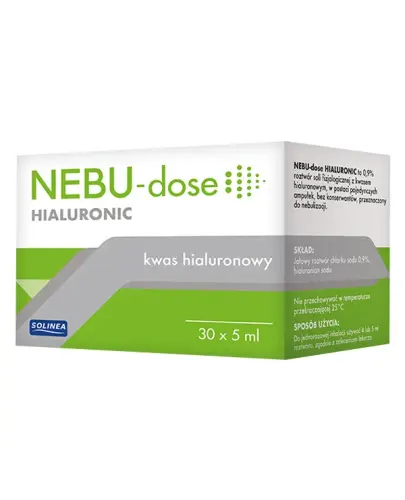 Nebu-Dose Hialuronic, roztwór do nebulizacji, 30 ampułek - Roztwór soli fizjologicznej 0,9% z kwasem hialuronowym przeznaczony do nebulizacji