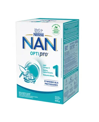 Nestle NAN Optipro 1 Mleko początkowe w proszku, 650 g - Dla niemowląt 