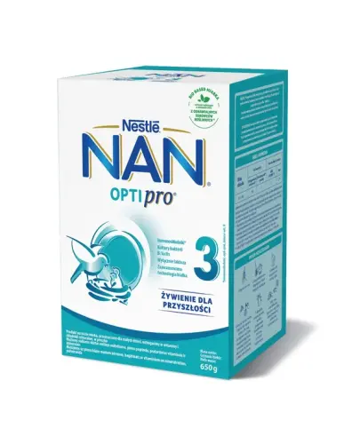 Nestle NAN Optipro 3 Produkt na bazie mleka, 650 g - Wzbogacony w witaminy i składniki mineralne