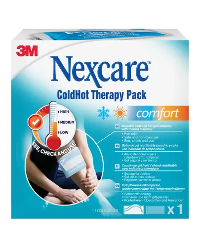 Nexcare ColdHot Therapy Pack Classic, okład żelowy ciepło-zimno 11 cm x 26 cm - Okład ciepło-zimny wielokrotnego użytku z żelowym wkładem