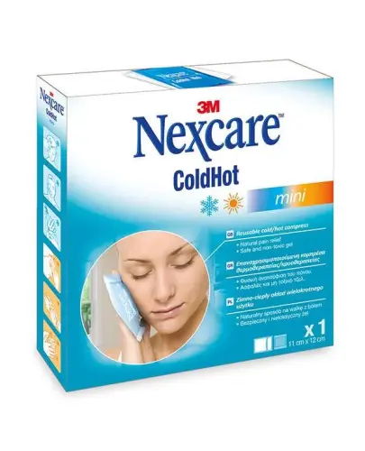 Nexcare ColdHot Mini, okład żelowy ciepło-zimno 11 cm x 12 cm - Okład ciepło-zimny wielokrotnego użytku z żelowym wkładem