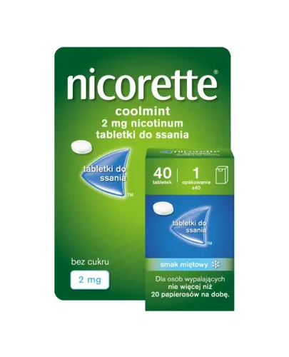 Nicorette Coolmint 2 mg, 40 tabletek do ssania - Łagodzi głód nikotynowy podczas rzucania palenia