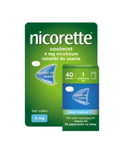 Nicorette Coolmint 4 mg, 40 tabletek do ssania - Pomaga zmniejszyć głód nikotynowy