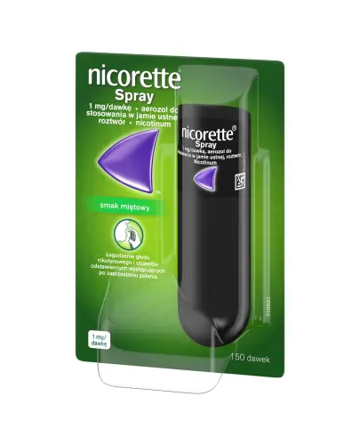 Nicorette Spray 1 mg/dawkę, 150 dawek - Aerozol do stosowania w jamie ustnej