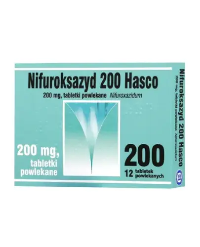 Nifuroksazyd 200 Hasco, 12 tabletek - 1 tabletka powlekana zawiera 200 mg nifuroksazydu (Nifuroxazidum)