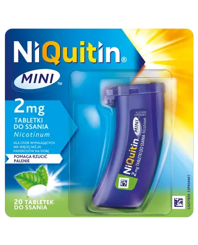 NiQuitin MINI 2 mg, 20 tabletek do ssania  - Nicotinum 2 mg, tabletki do ssania