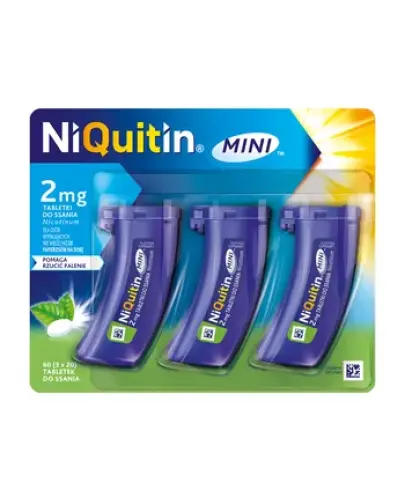 NiQuitin MINI 2 mg, 60 tabletek do ssania - Szybka ulga w odstawieniu nikotyny