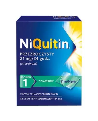 NiQuitin Przezroczysty 21 mg/24h, 7 sztuk - Preparat pomagający rzucić palenie