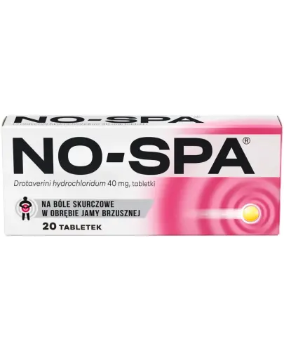 No-Spa, 40 mg, 20 tabletek - Zmniejszają ból i bolesne skurcze w obrębie narządów jamy  brzusznej oraz miednicy mniejszej