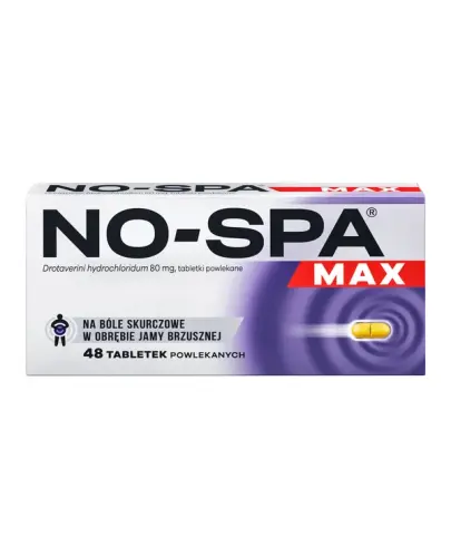 No-Spa Max, 80 mg, 48 tabletek - Zmniejszające ból  i bolesne skurcze w obrębie narządów jamy brzusznej oraz miednicy mniejszej