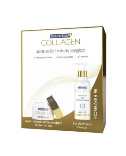 Novaclear Collagen Zestaw Krem noc + żel do mycia, 50 ml + 150 ml - Zestaw dla skóry z pierwszymi oznakami starzenia się skóry