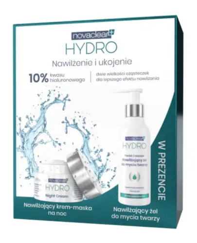 Novaclear Hydro Zestaw Krem na noc + żel do mycia twarzy, 50 ml + 150 ml - Zestaw dla skory suchej oraz odwodnionej