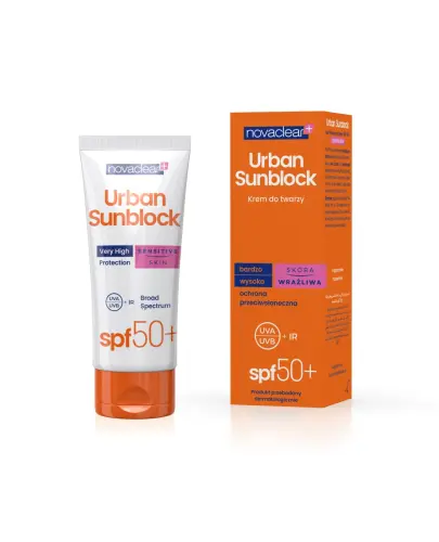 Novaclear Sunblock Krem do twarzy z SPF 50+ do cery wrażliwej, 40 ml - Szybko się wchłania i zapewnia wysoką ochronę przeciwsłoneczną