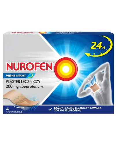 Nurofen Mięśnie i Stawy 200 mg, plaster leczniczy, 4 sztuki - Plastry przeciwbólowe z ibuprofenem