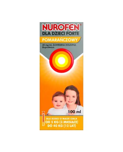 Nurofen dla dzieci Forte 40 mg/ml pomarańczowy, zawiesina doustna 100 ml - Z ibuprofem o działaniu przeciwbólowym i przeciwzapalnym