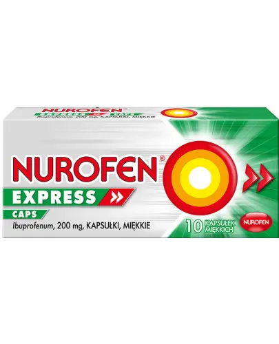 Nurofen Express  Caps kapsulki, 10 sztuk - Z ibuprofem o działaniu przeciwbólowym i przeciwzapalnym