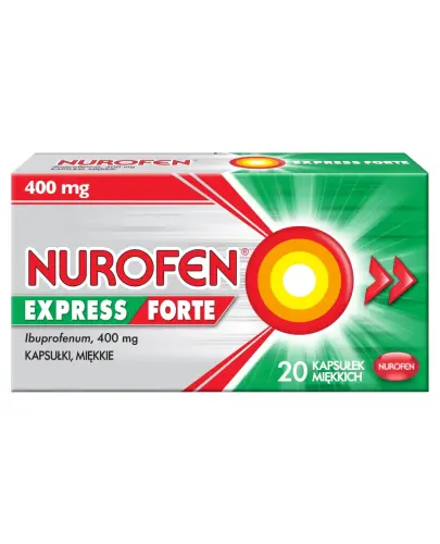 Nurofen Express Forte kapsułki, 20 sztuk - Z ibuprofem o działaniu przeciwbólowym i przeciwzapalnym