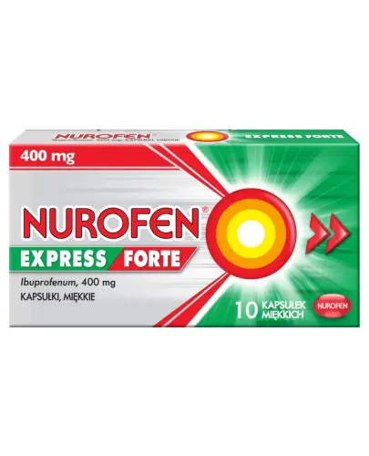 Nurofen Express Forte kapsułki, 10 sztuk - Z ibuprofem o działaniu przeciwbólowym i przeciwzapalnym