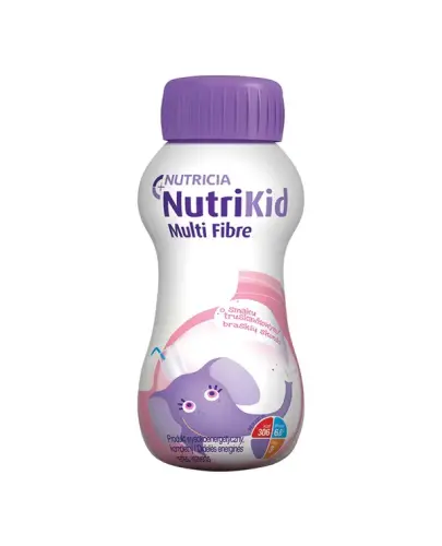 Nutrikid Multi Fibre o smaku truskawkowym, 200 ml - Dla dzieci powyżej 1. roku życia