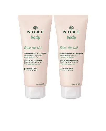 Nuxe Body Reve de Thé Rewitalizujący żel pod prysznic, 2 x 200 ml - Delikatnie oczyszcza skórę jednocześnie ją zmiękczając i odświeżając