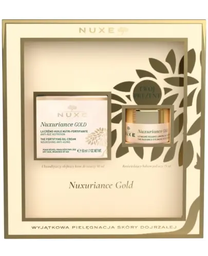 Nuxe Nuxuriance Gold Krem olejkowy do twarzy 50 ml + Rozświetlający balsam pod oczy, 15 ml - Zestaw do pielęgnacji skóry dojrzałej