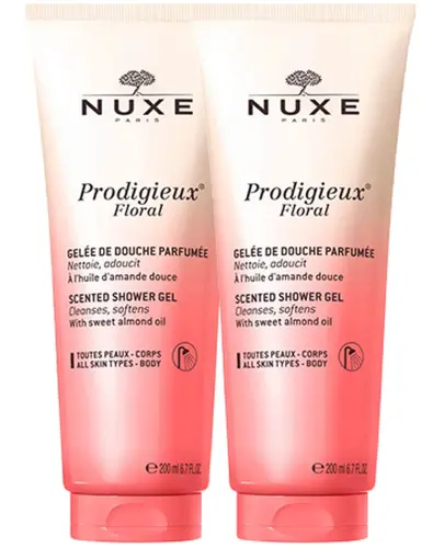 Nuxe Prodigieux Floral Żel pod prysznic, 2 x 200 ml - Łagodnie oczyszcza, regeneruje i nawilża skórę, dodając przyjemności podczas codziennej pielęgnacji