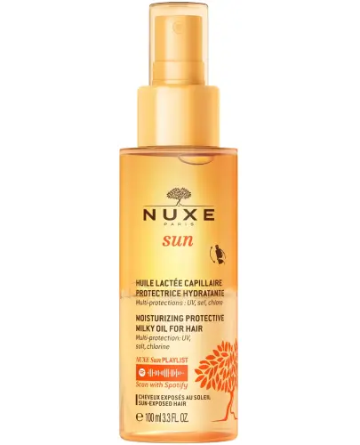 Nuxe Sun Dwufazowy ochronny olejek do włosów, 100 ml - Lekki olejek roślinny z filtrem UV