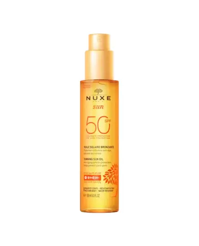 Nuxe Sun Olejek do opalania SPF 50, 150 ml - Otulający zapach i skuteczna ochrona UV