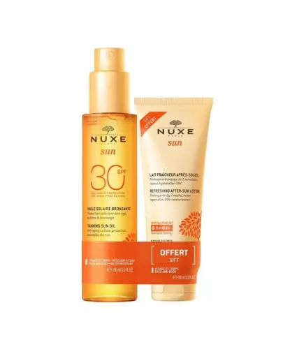 Nuxe Sun Zestaw Olejek do opalania SPF 30, 150 ml + Balsam po opalaniu, 100 ml - Który chroni przed promieniowaniem słonecznym