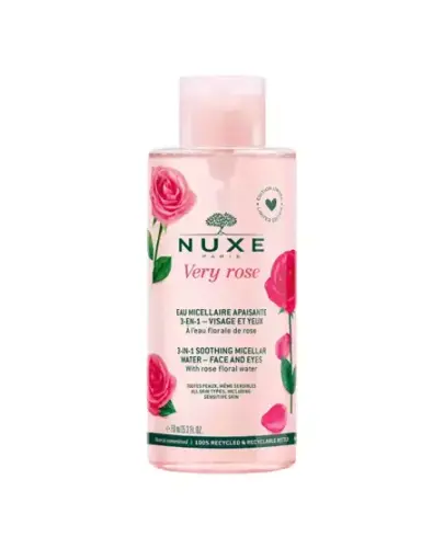 Nuxe Very Rose Nawilżająca woda micelarna 3w1, 750 ml - Usuwa makijaż, oczyszcza i nawilża skórę twarzy. 