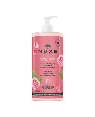 Nuxe Very Rose Żel pod prysznic, 750 ml - Formuła żelu wzbogacona wodą różaną i roślinnymi składnikami nawilżającymi nie tylko dokładnie myje, ale także pielęgnuje skórę, chroniąc ją przed wysuszeniem