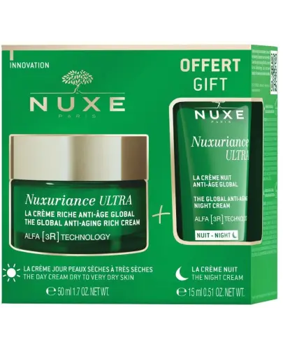 Nuxe Nuxuriance Ultra, krem bogaty na dzień 50 ml + krem na noc 15ml - Zestaw przeciwstarzeniowych kremów do twarzy