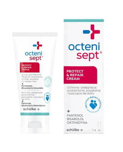 Octenisept Protect & Repair Cream, 50 ml - Chroni, intensywnie pielęgnuje i regeneruje podrażnioną, suchą i łuszczącą się skórę