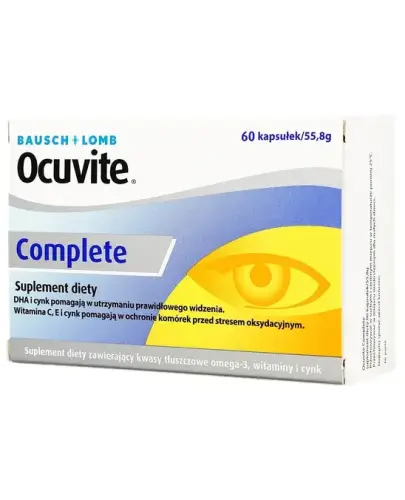 Ocuvite Complete,  kapsułki 60 sztuk - Kapsułki z kwasami omega 3 i luteiną oraz witaminami C i E