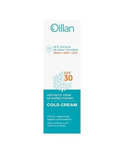 Oillan Cold Cream Krem do twarzy SPF30, 50 ml - Odżywczy krem na każdą pogodę