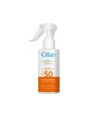 Oillan ochronny spray przeciwsłoneczny do twarzy i ciała SPF50+, 125 ml - Dla dorosłych i dzieci od 6. miesiąca życia