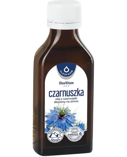 Oleofarm Olej z czarnuszki tłoczony na zimno, 100 ml - Bogactwo zdrowych kwasów tłuszczowych Omega-6