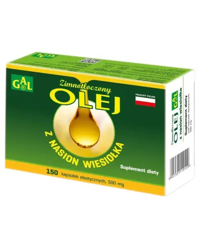 Olej z nasion wiesiołka 500 mg  GAL, 150 kapsułek - Uzupełnienia codzienną dietę w wielonienasycone kwasy tłuszczowe